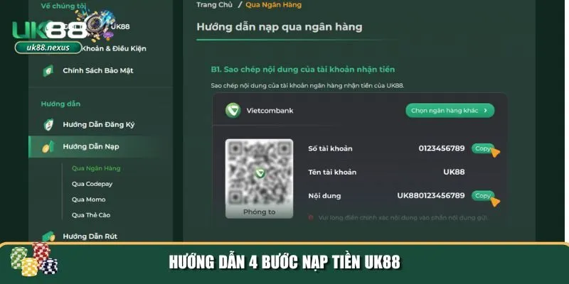 nap tien uk88 2 Các bước cần thực hiện để nạp tiền UK88 một cách dễ dàng