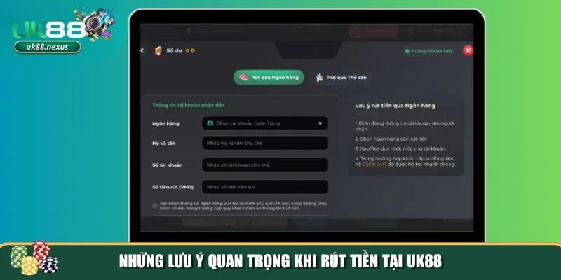 rut tien uk88 3 Người chơi cần nắm rõ một số lưu ý quan trọng khi rút tiền UK88